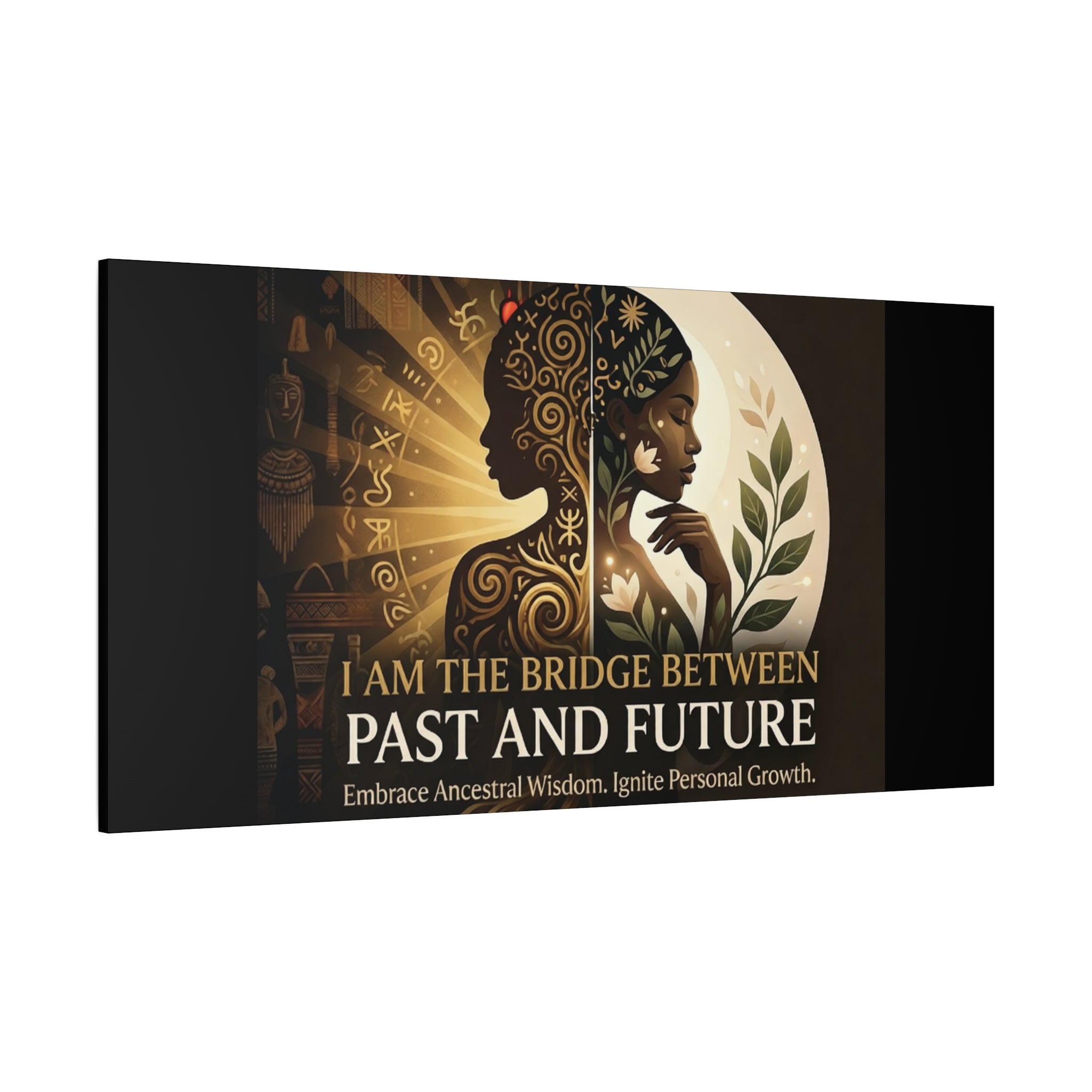 Canvas wall art titled "I Am the Bridge Between Past and Future" by Printify, featuring a vibrant abstract design.