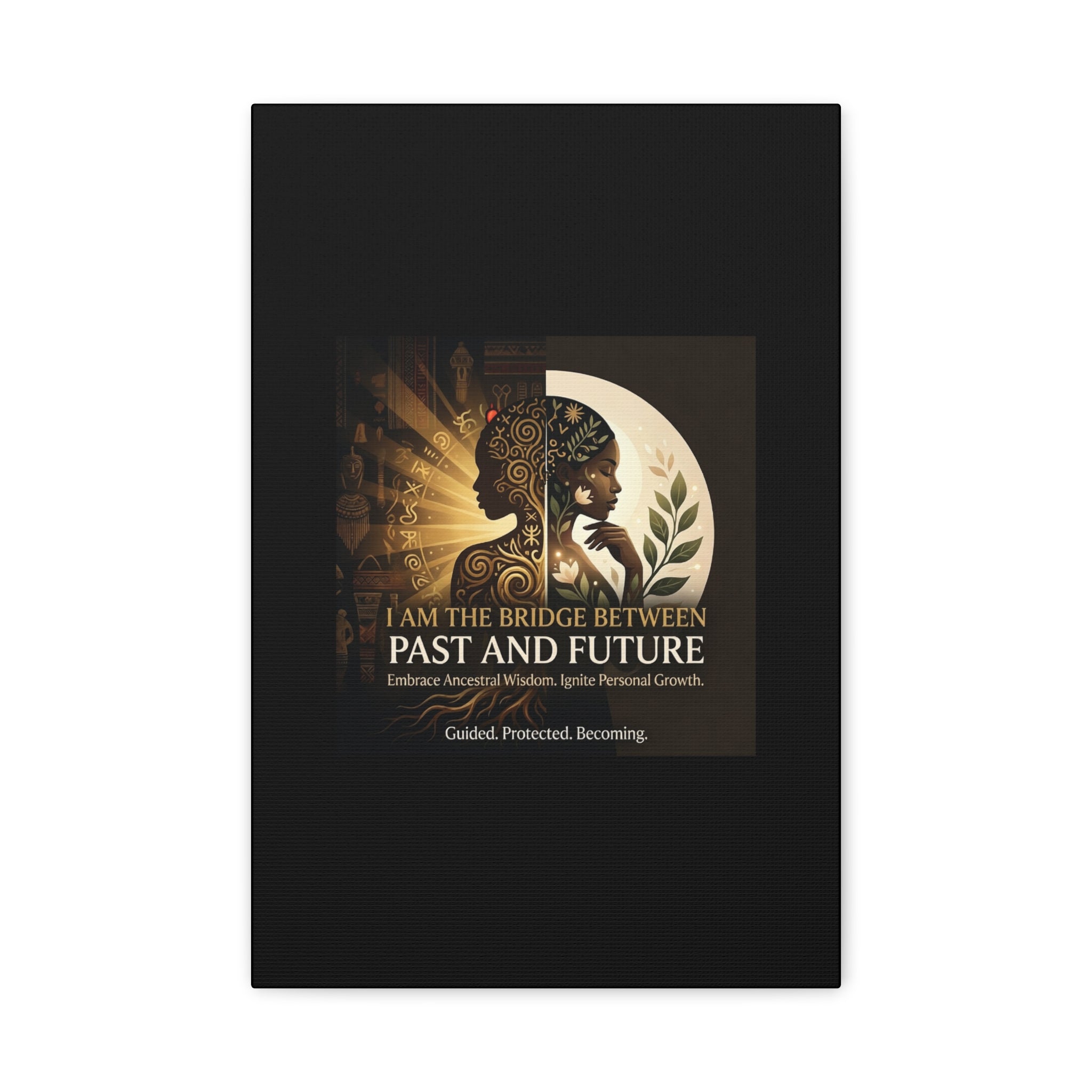 Canvas wall art titled "I Am the Bridge Between Past and Future" by Printify, featuring a vibrant abstract design.