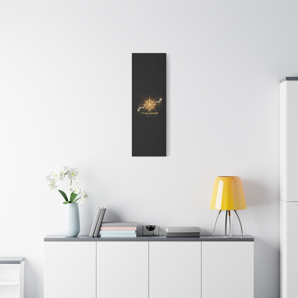 Matte canvas wall art titled "I Carry Ancient Light" featuring a golden compass design, by Printify.