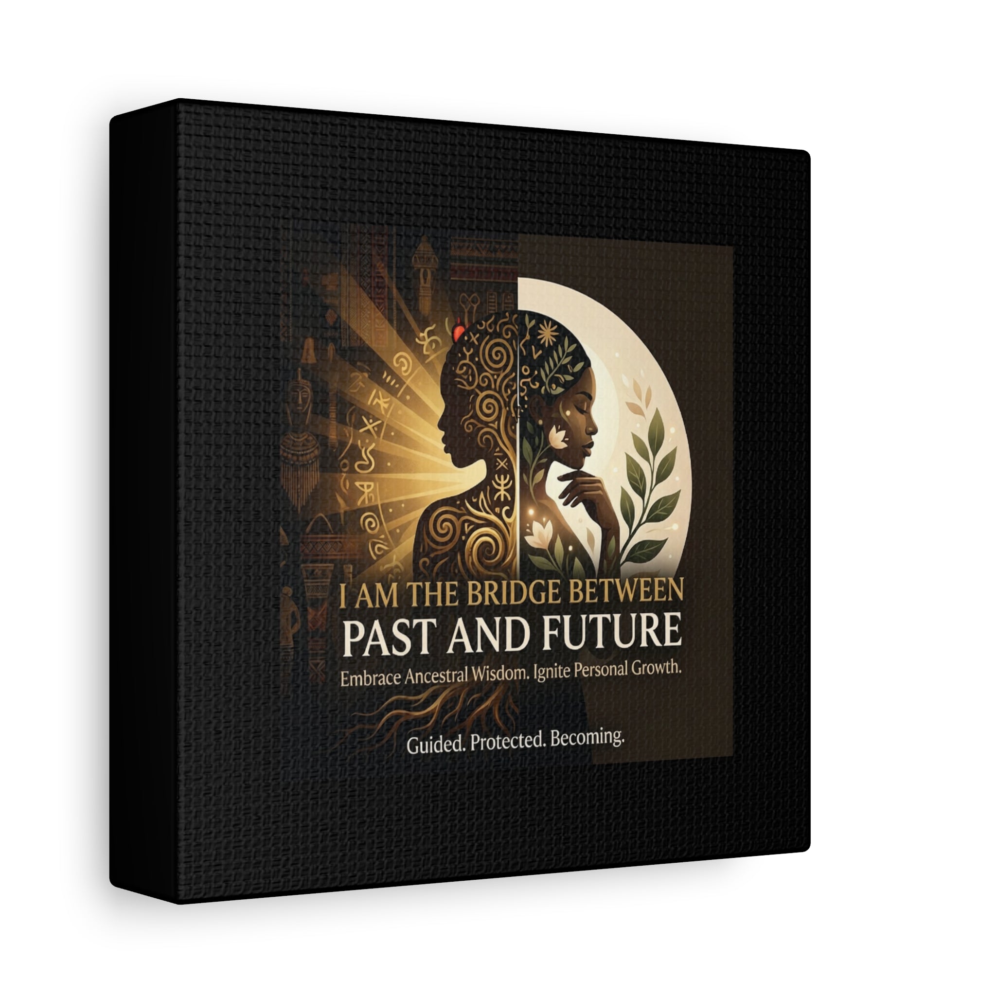 Canvas wall art titled "I Am the Bridge Between Past and Future" by Printify, showcasing a vibrant abstract design.