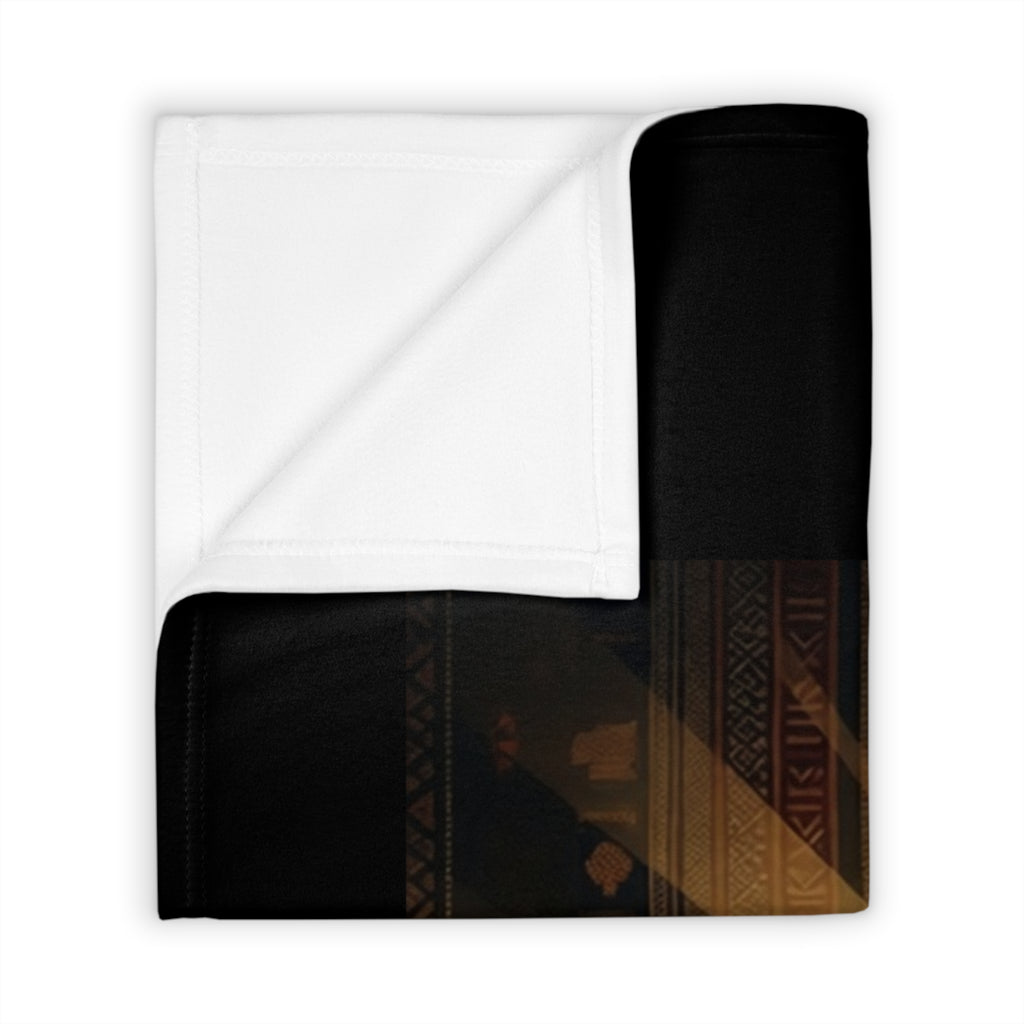 Cozy throw blanket featuring "I Am the Bridge Between Past and Future" design, ideal for home decor by Printify.