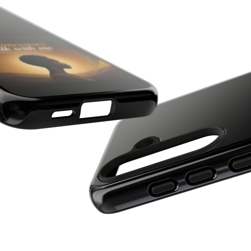 Black protective phone case featuring inspirational design honoring heritage and ancestors for a stylish, meaningful accessory.