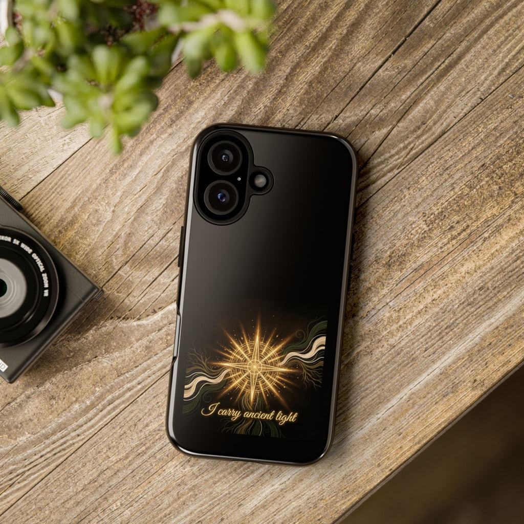 Phone Case — 'I Carry Ancient Light' Golden Star Protective Case - Ancestors In My Ear 