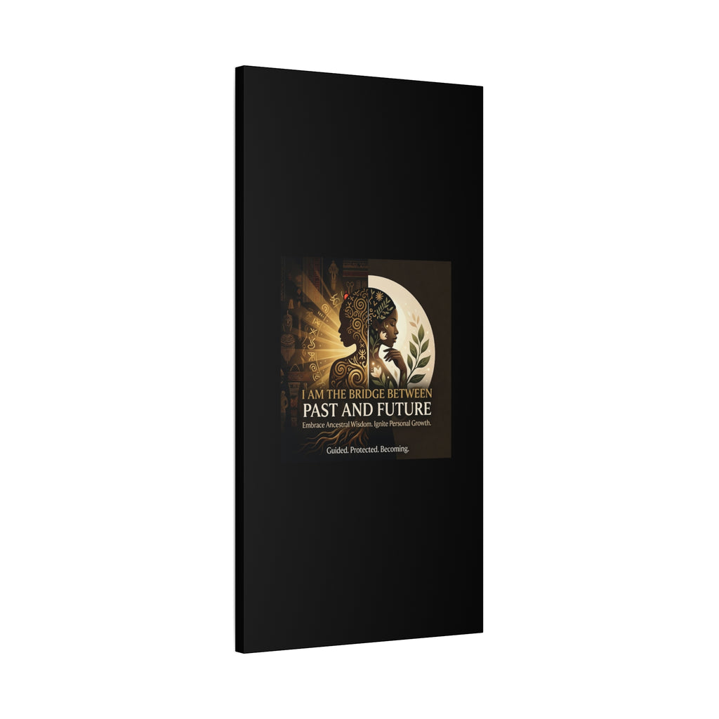 Canvas wall art titled "I Am the Bridge Between Past and Future" by Printify, featuring abstract design and vibrant colors.