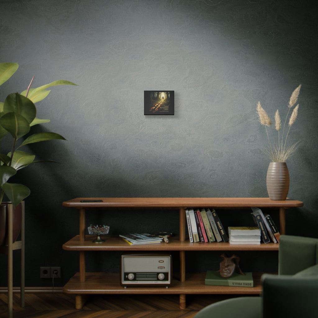 Matte canvas wall art featuring an ancestral forest scene with spiritual quote, titled "I Honor the Footsteps I Follow," printed by Printify.