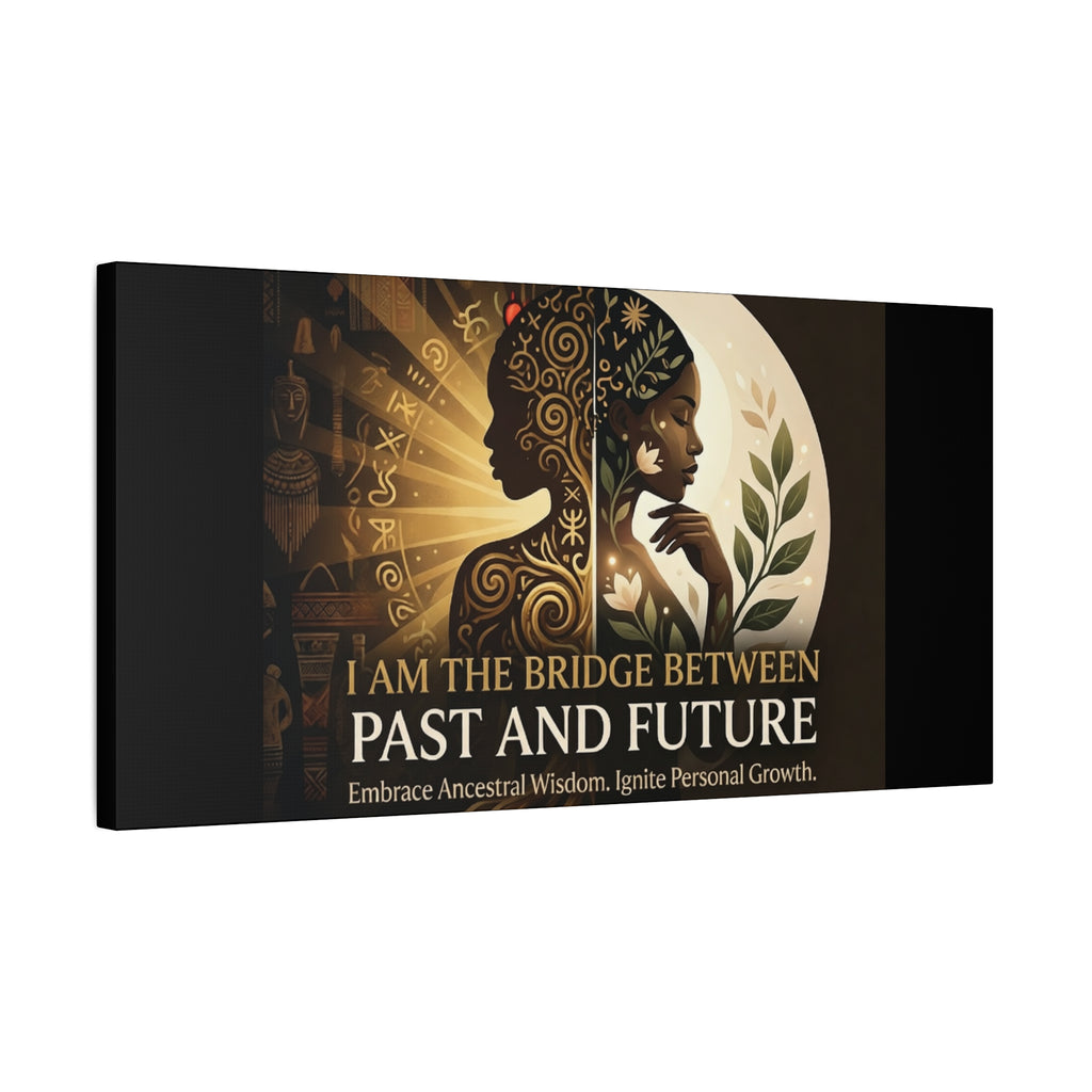 Canvas wall art titled "I Am the Bridge Between Past and Future" by Printify, featuring an abstract design.