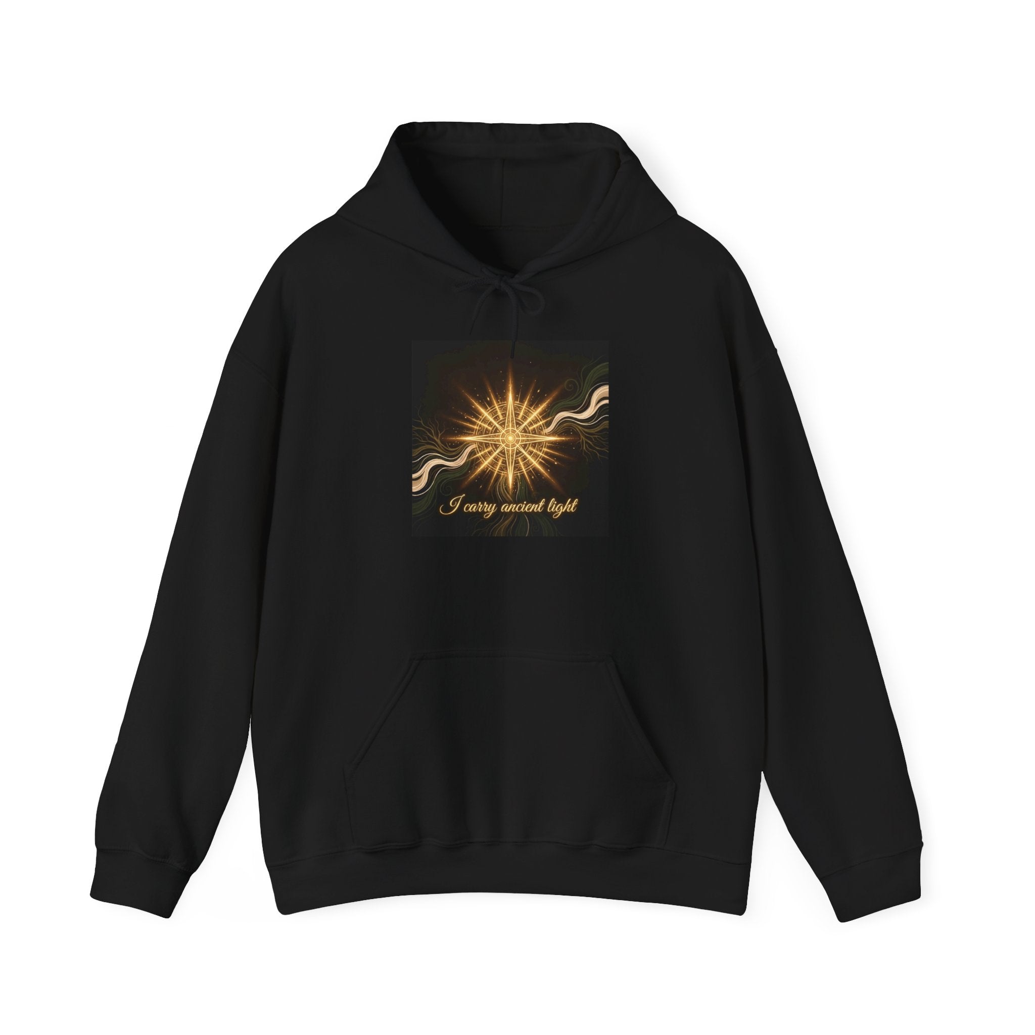 Starburst Spiritual Hoodie – "I Carry Around Light" Inspirational Pullover - Ancestors In My Ear 