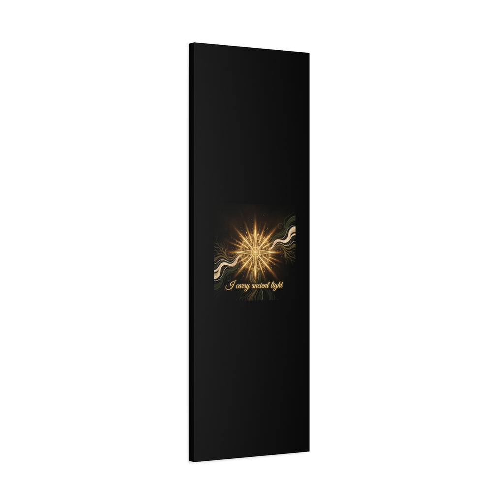 Matte canvas wall art titled "I Carry Ancient Light" featuring a golden compass design by Printify for elegant home decor.