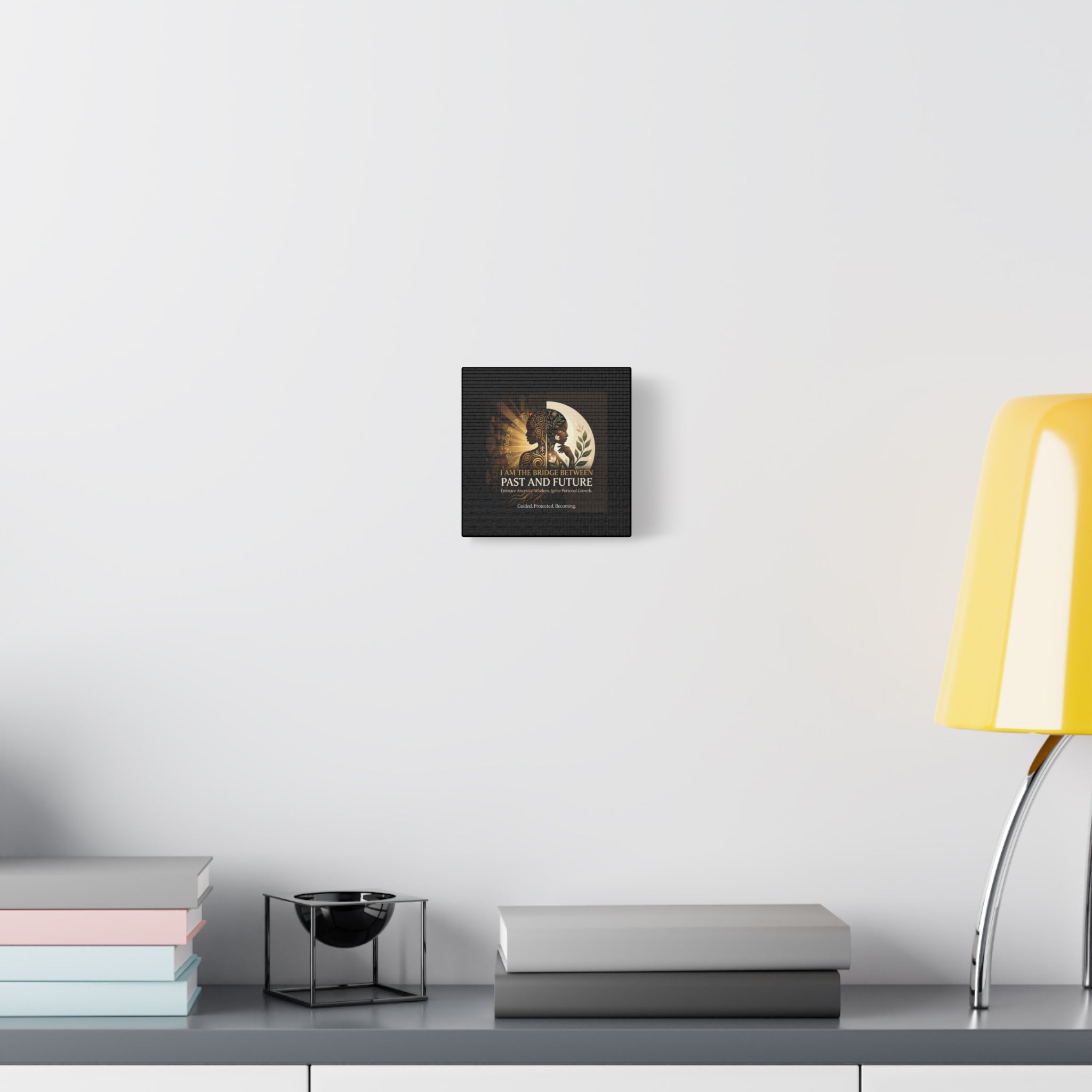 Canvas wall art titled "I Am the Bridge Between Past and Future" by Printify, featuring a vibrant abstract design.