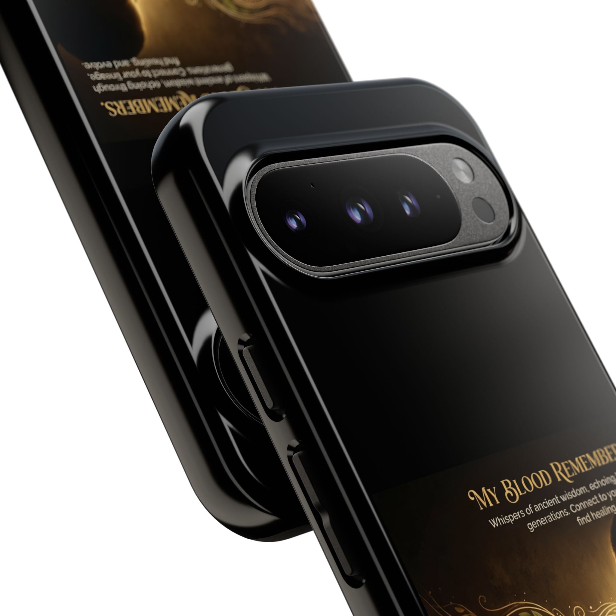 Inspirational "My Blood Remembers" tough phone case by Printify with protective design and vibrant graphics.
