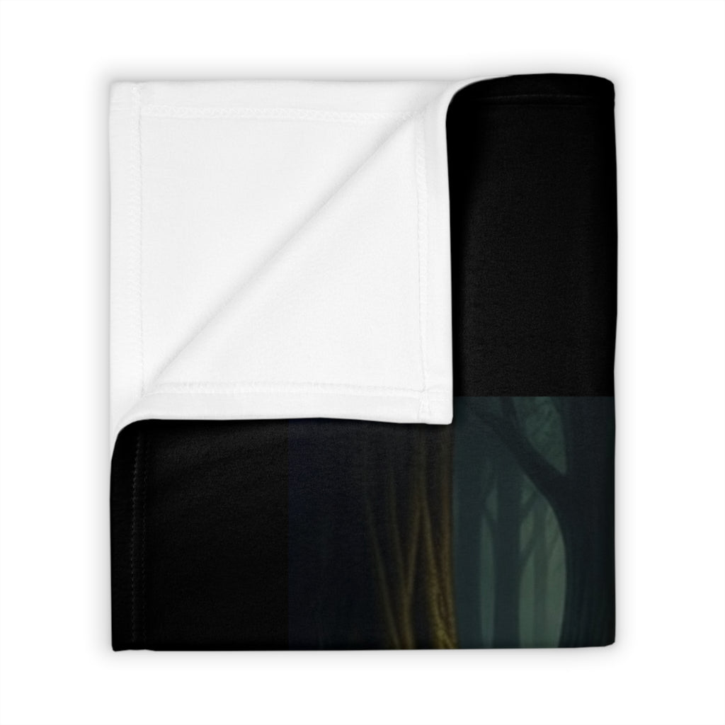 Spiritual forest-themed throw blanket with "I Honor the Footsteps I Follow" quote, cozy home decor by Printify.