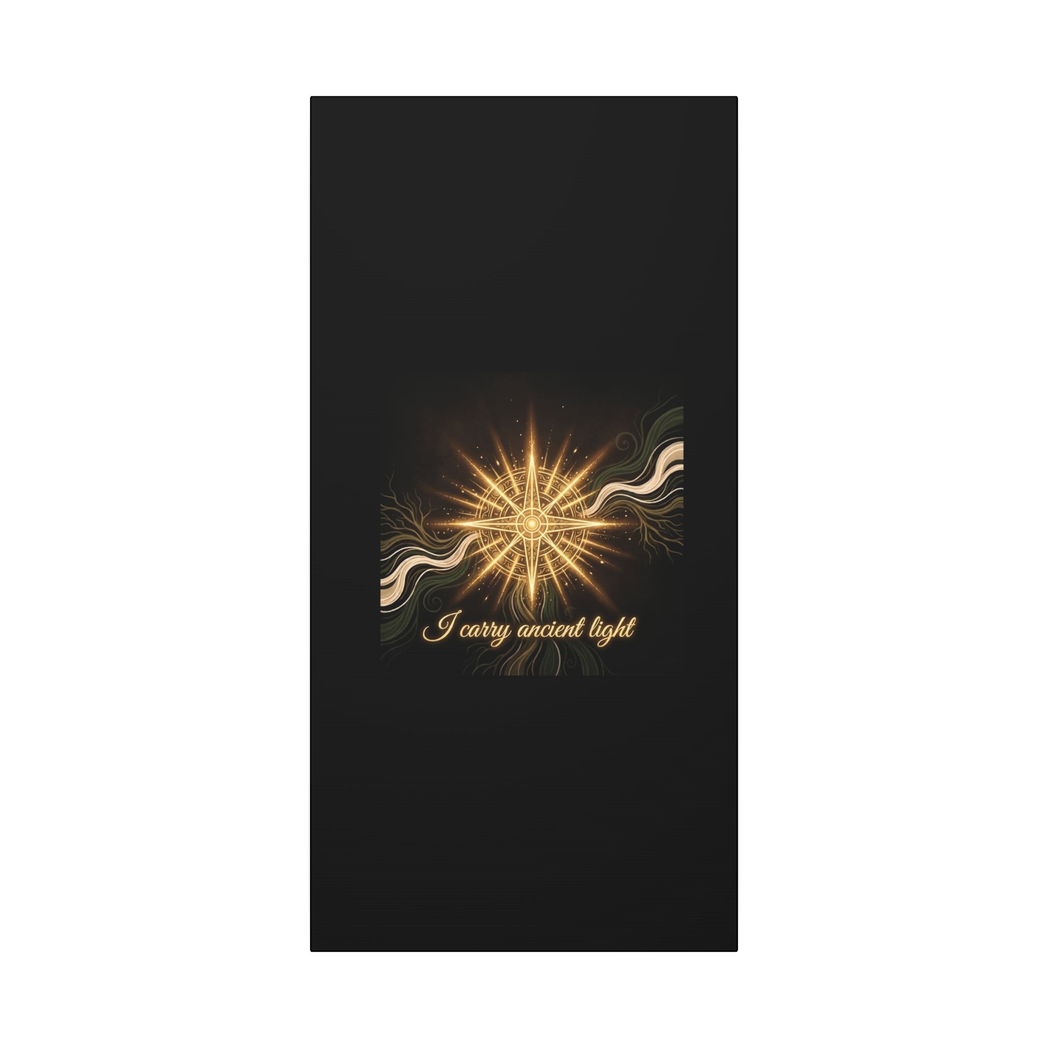 Matte canvas wall art titled "I Carry Ancient Light" featuring a golden compass design, ideal for home decor.