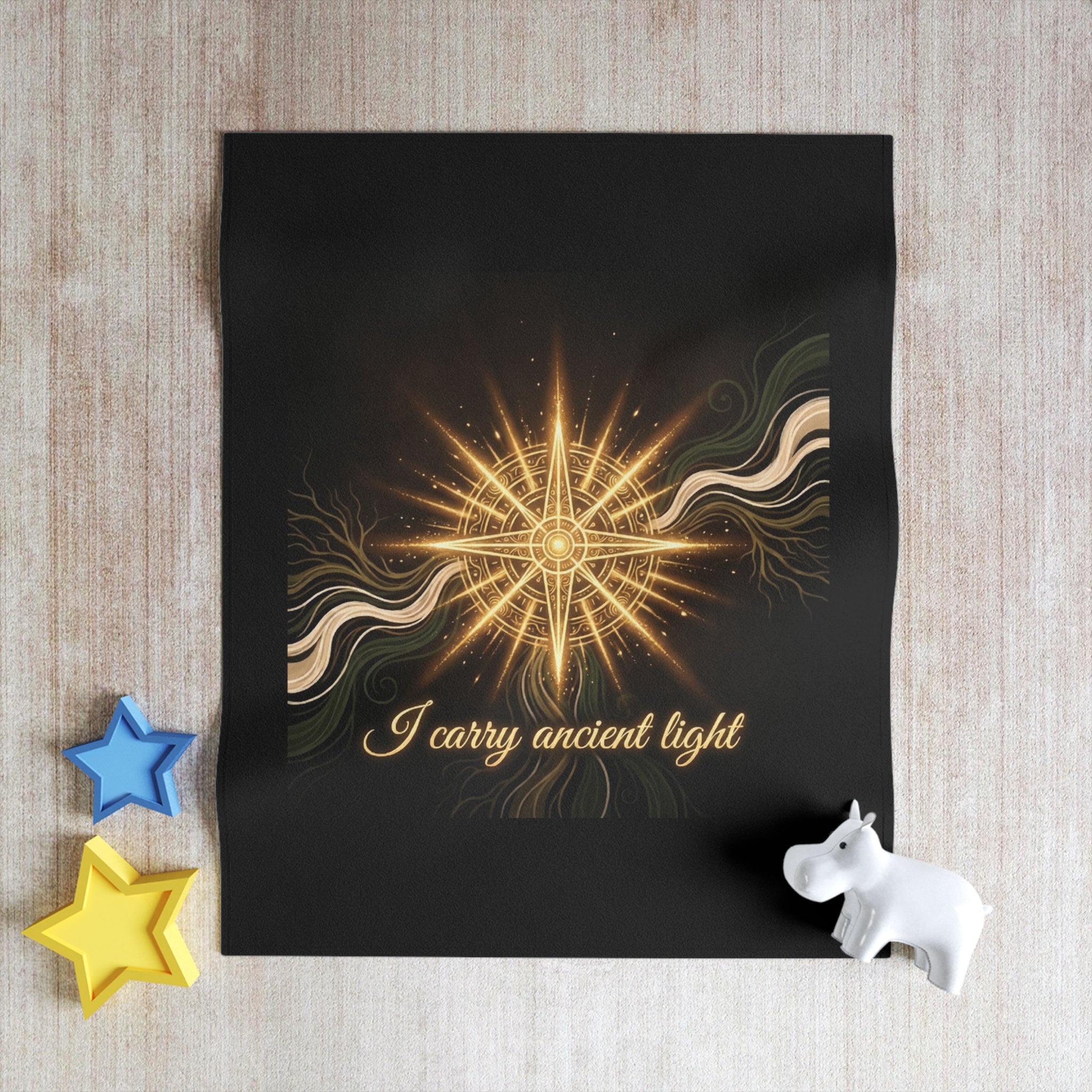 I Carry Ancient Light Throw Blanket — Mystical Compass Star Cozy Throw - Ancestors In My Ear 