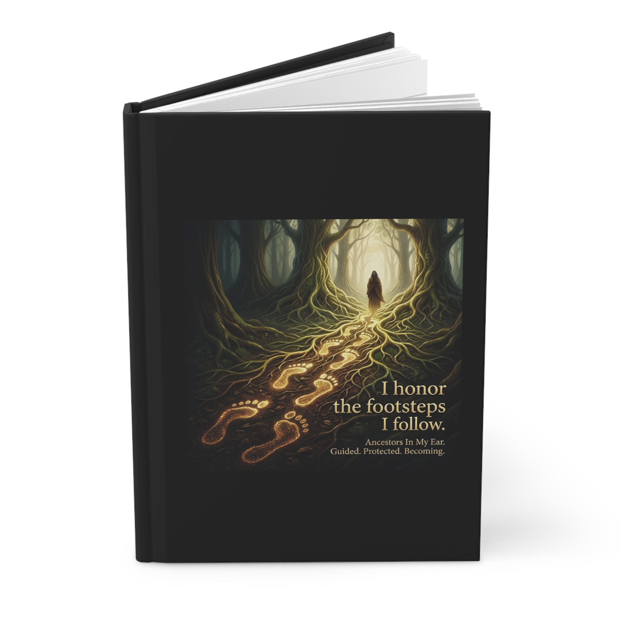 Guided hardcover journal titled "I Honor the Footsteps I Follow" with inspirational cover design, ideal for journaling and reflection.