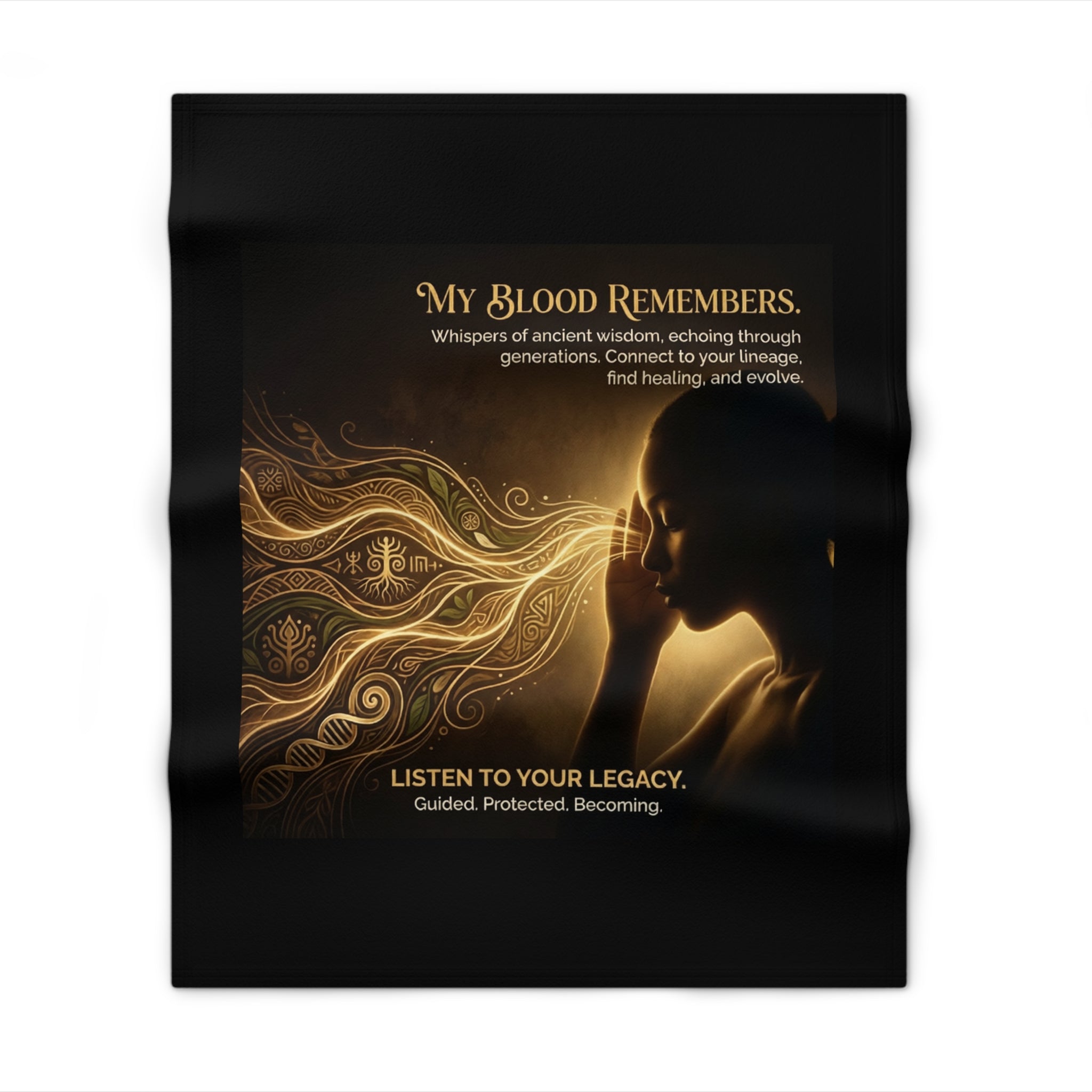 Cozy "My Blood Remembers" throw blanket by Printify featuring ancestral wisdom design, perfect for home decor.