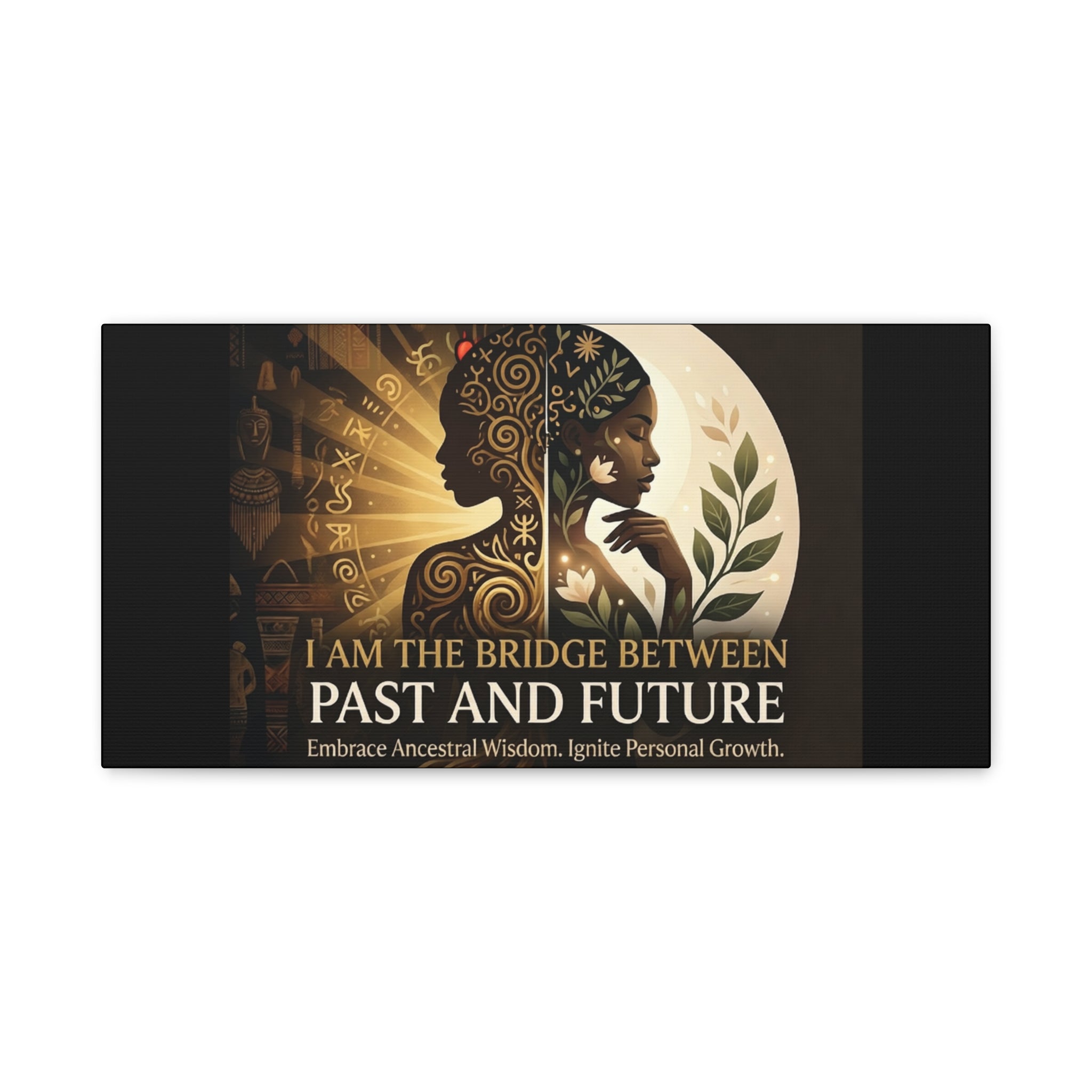 Canvas wall art titled "I Am the Bridge Between Past and Future" by Printify featuring abstract design and vibrant colors.