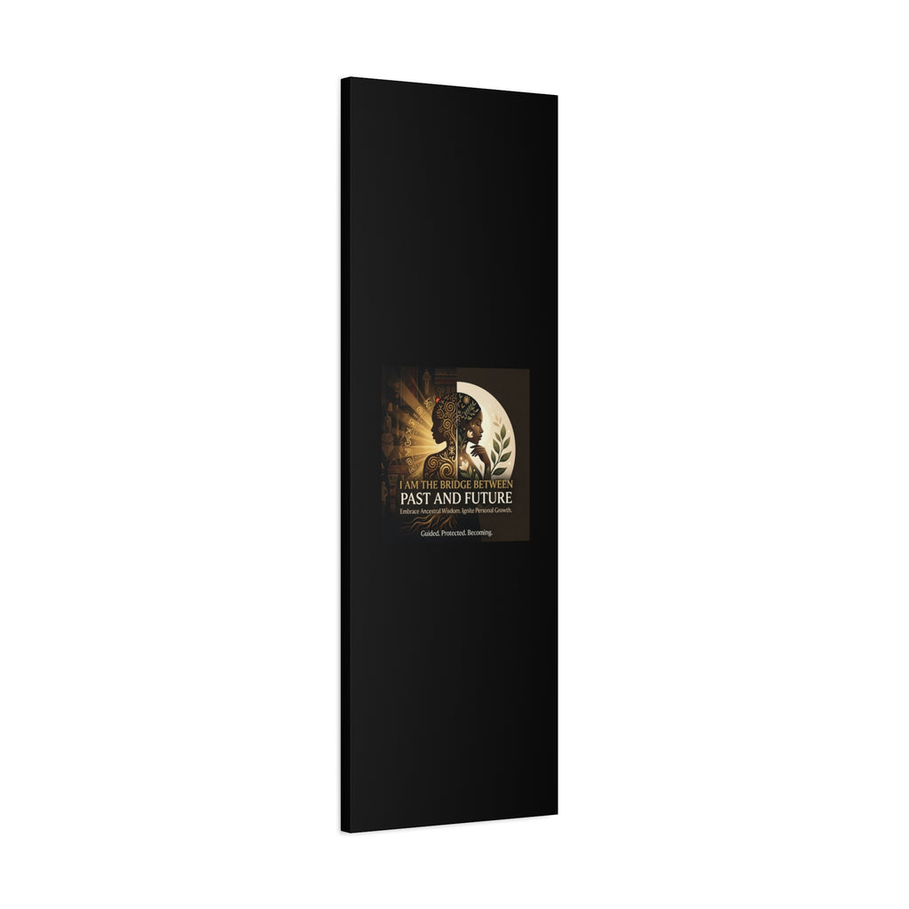 Canvas wall art titled "I Am the Bridge Between Past and Future" by Printify, featuring a vibrant, abstract design.