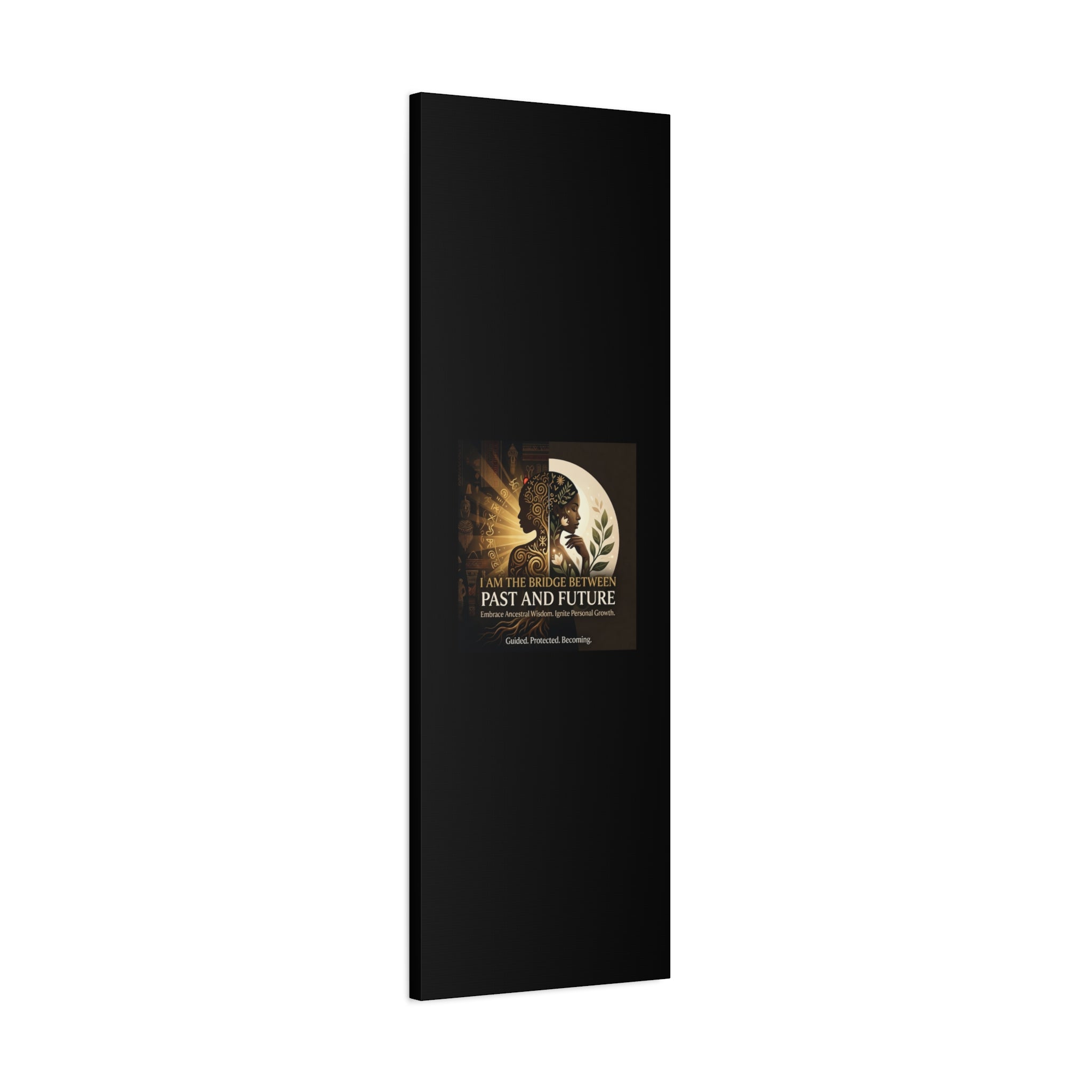 Canvas wall art titled "I Am the Bridge Between Past and Future" by Printify, featuring a vibrant, abstract design.