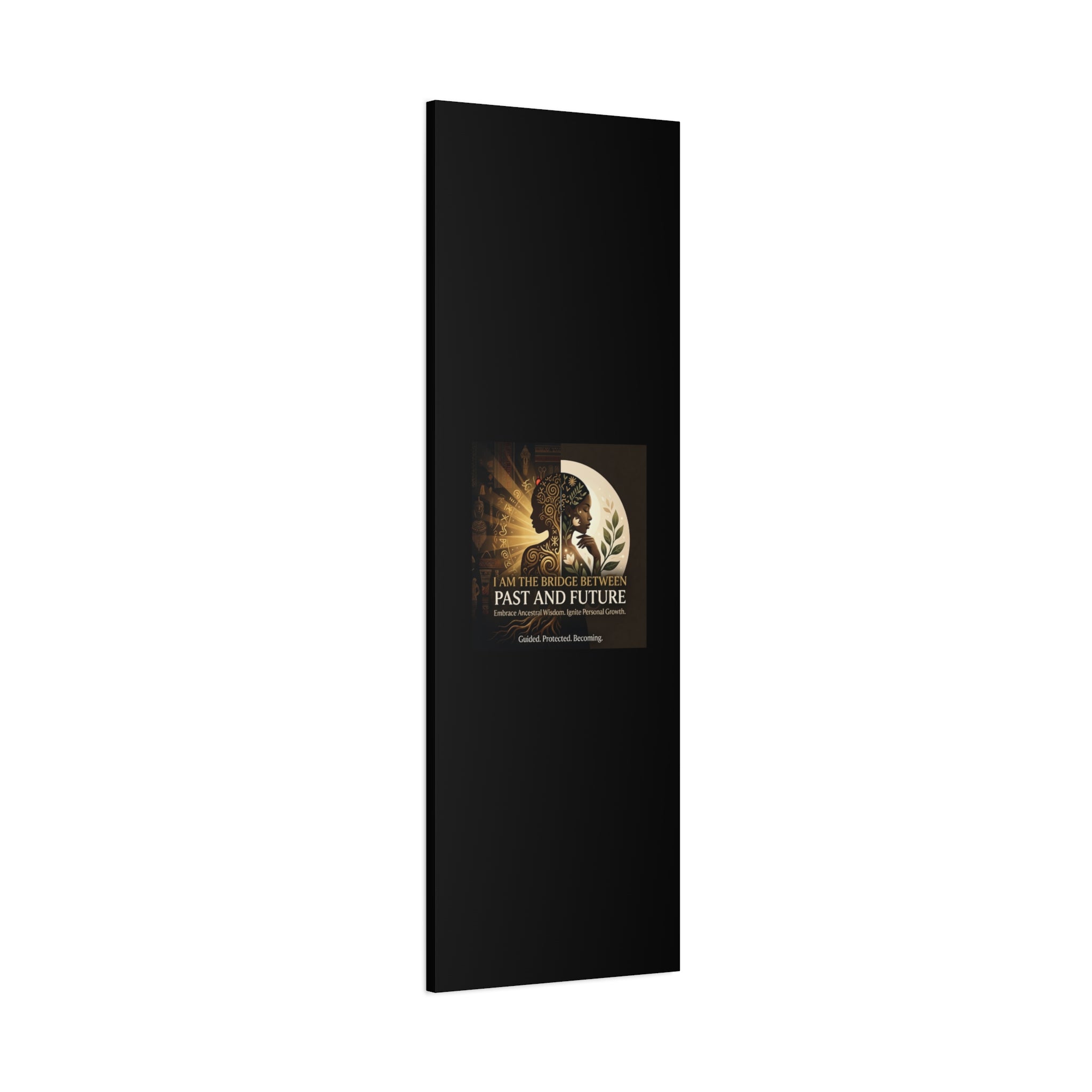 Canvas wall art titled "I Am the Bridge Between Past and Future" by Printify, featuring abstract design and vibrant colors.
