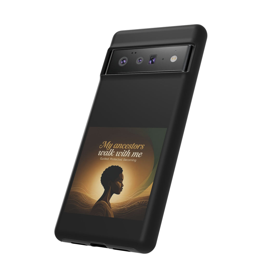 Inspirational black heritage phone case by Printify featuring a protective cover with meaningful design and artwork.