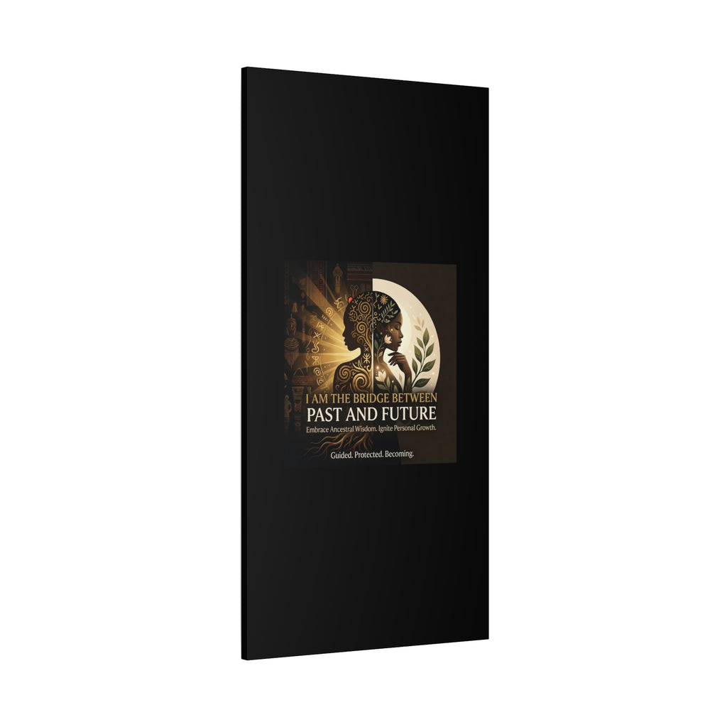 Canvas wall art titled "I Am the Bridge Between Past and Future" by Printify, featuring abstract design and vibrant colors.