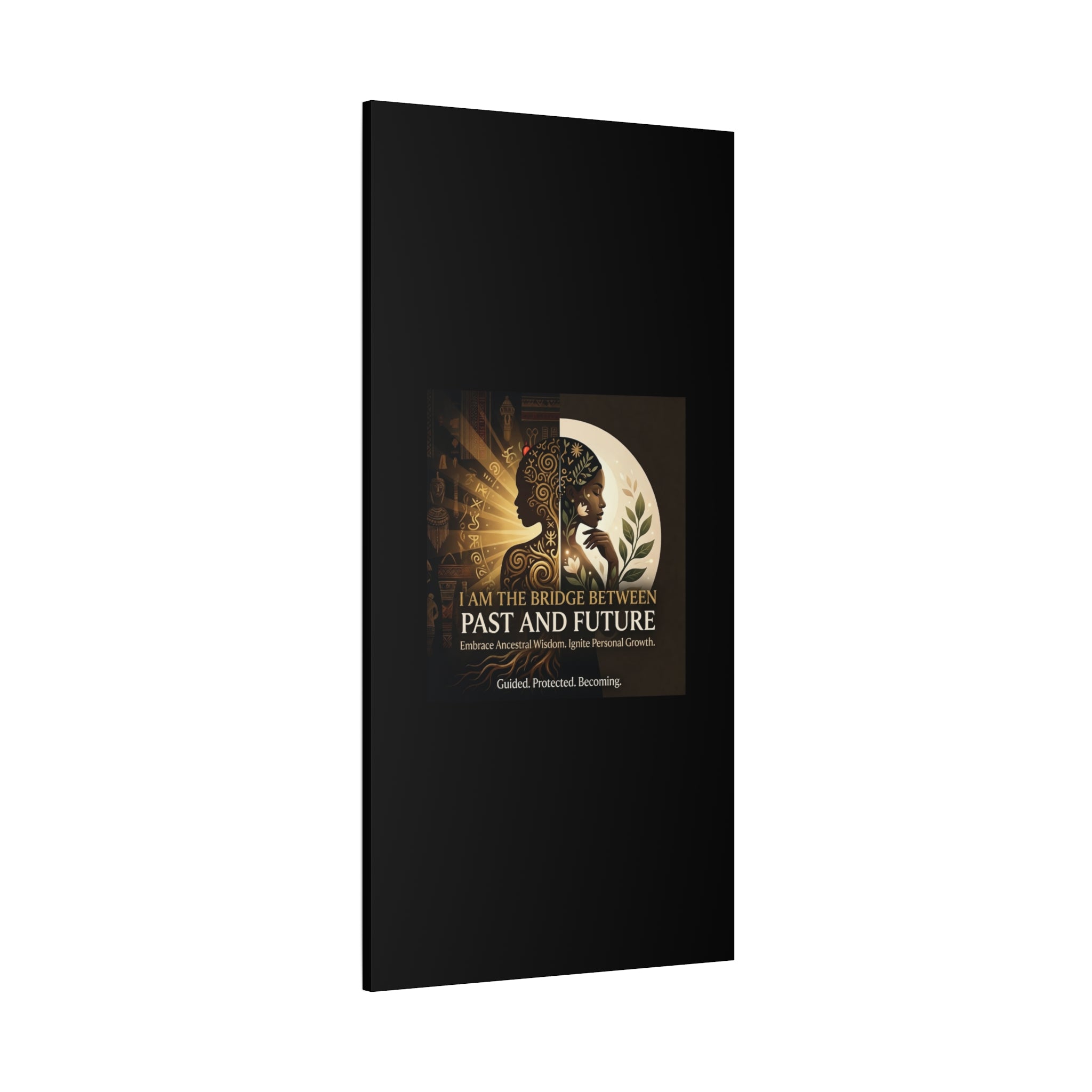 Canvas wall art titled "I Am the Bridge Between Past and Future" by Printify, featuring abstract design and vibrant colors.