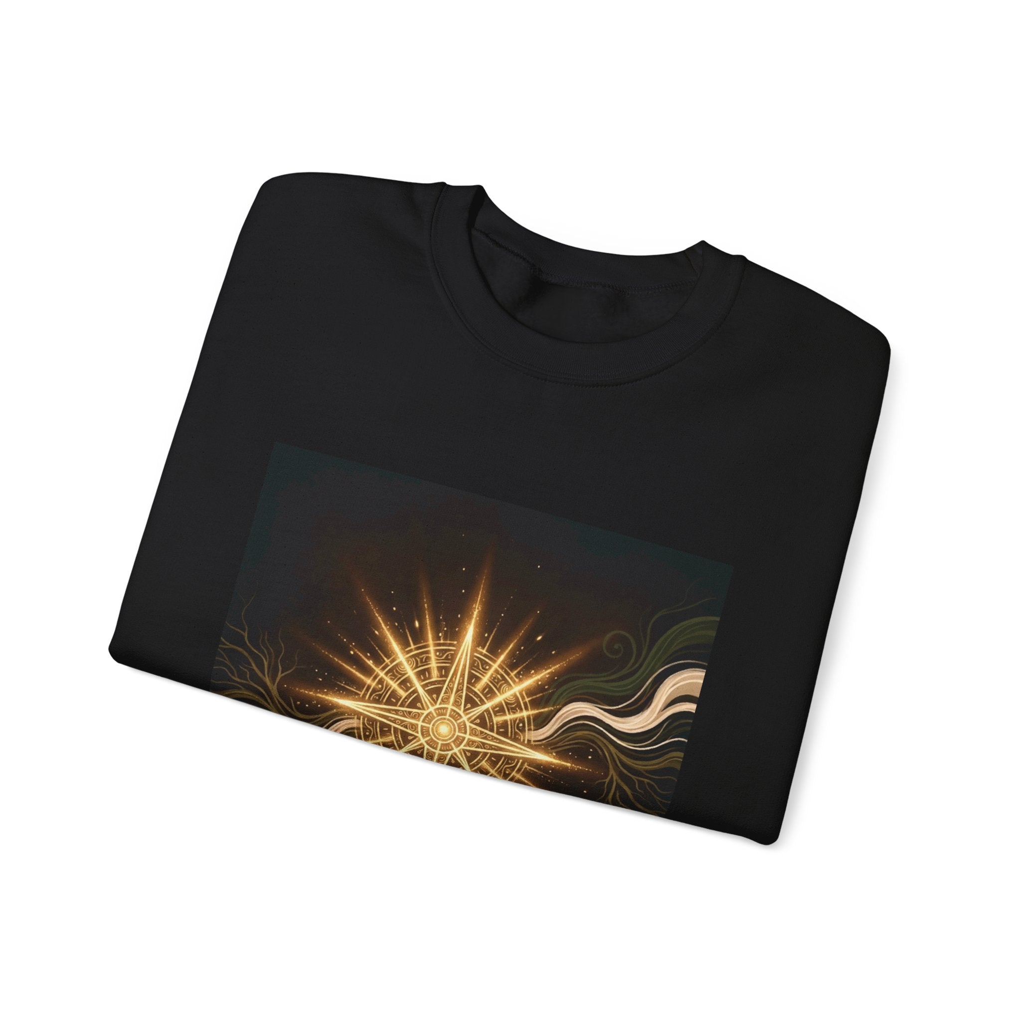 Starburst Graphic Sweatshirt — "I carry ancient light" Spiritual Cosmic Crewneck - Ancestors In My Ear 