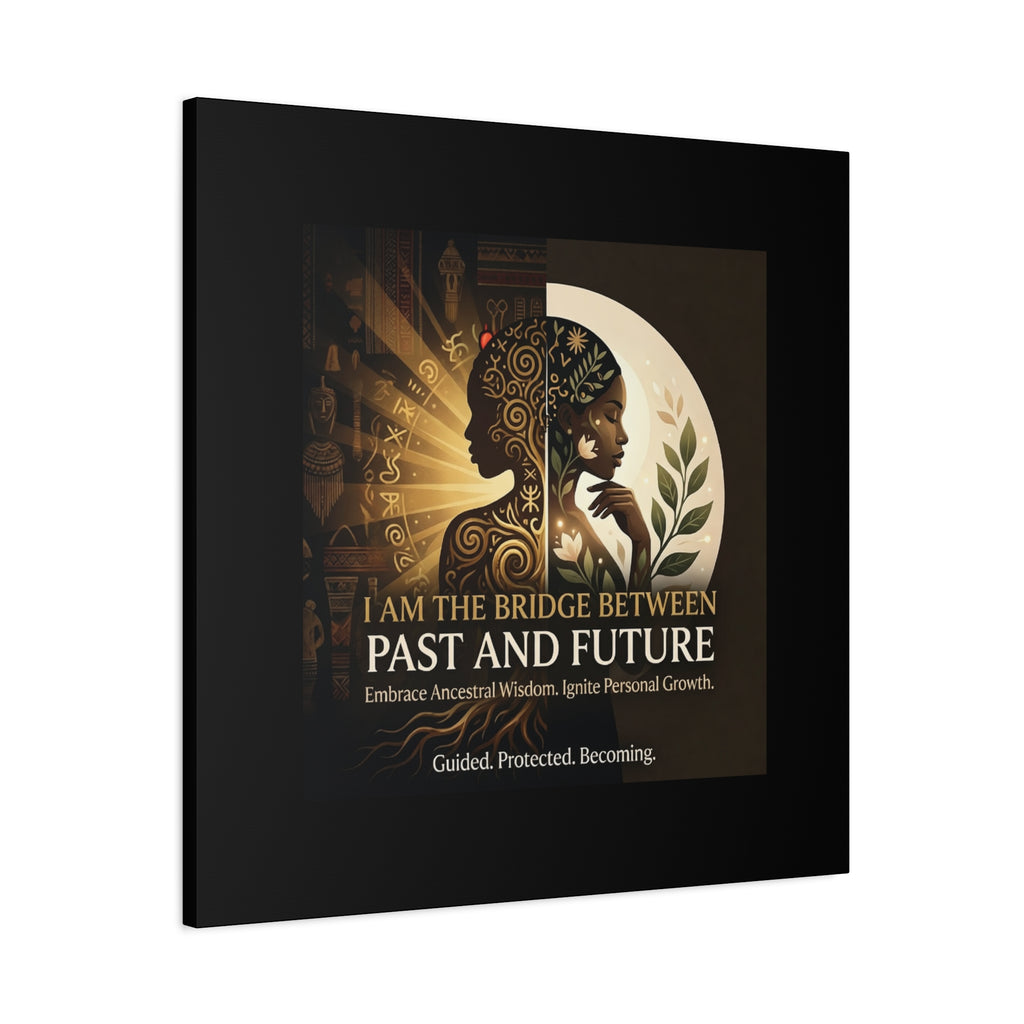 Canvas wall art titled "I Am the Bridge Between Past and Future" by Printify, featuring a vibrant abstract design.