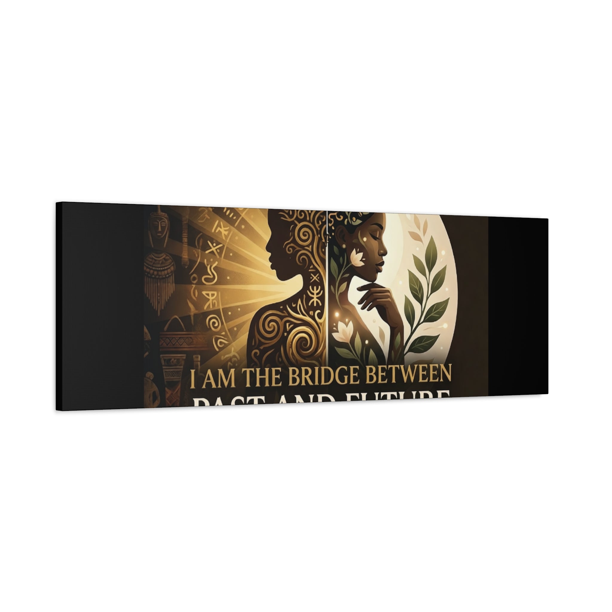 Canvas wall art titled "I Am the Bridge Between Past and Future" by Printify, featuring abstract design and vibrant colors.