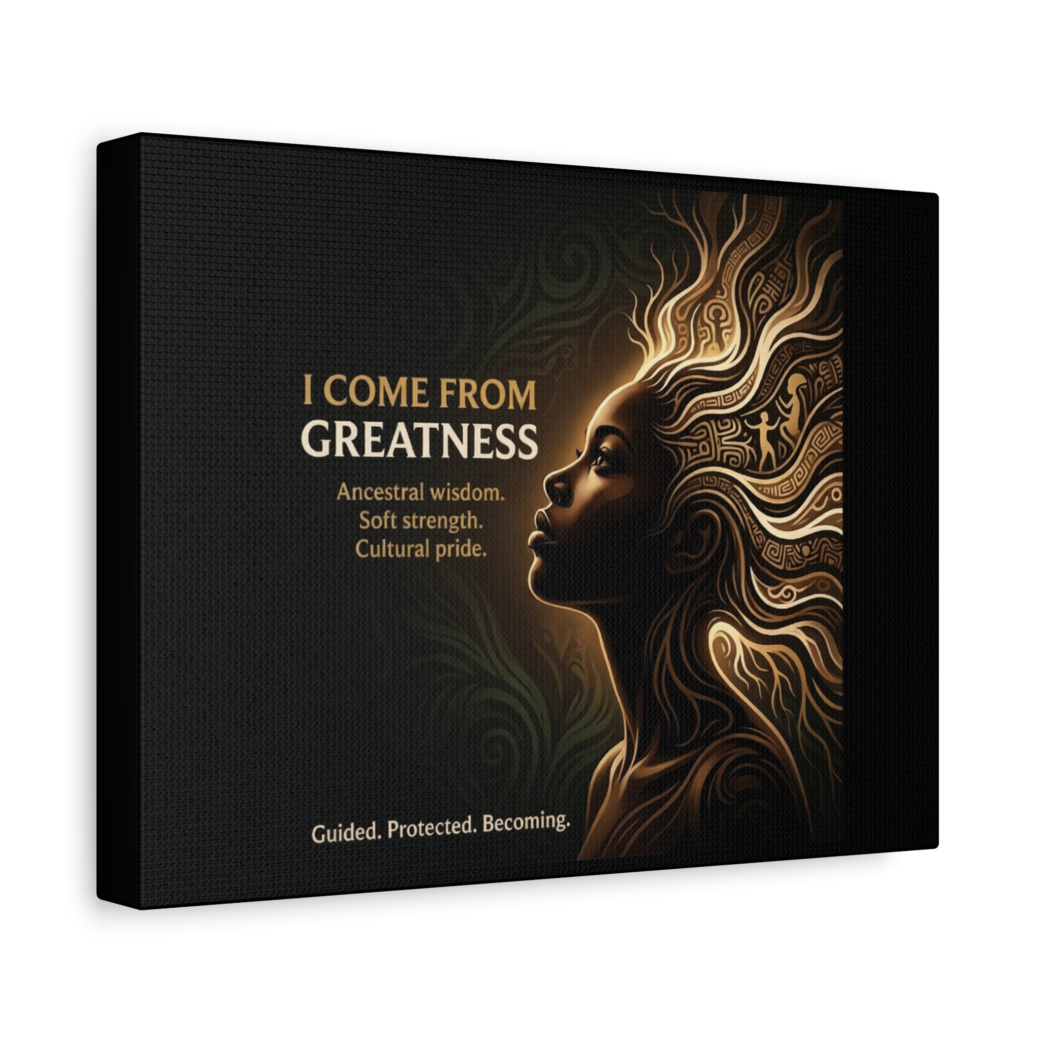 I Come From Greatness Canvas Wall Art — Inspirational Black Woman Portrait - Ancestors In My Ear 