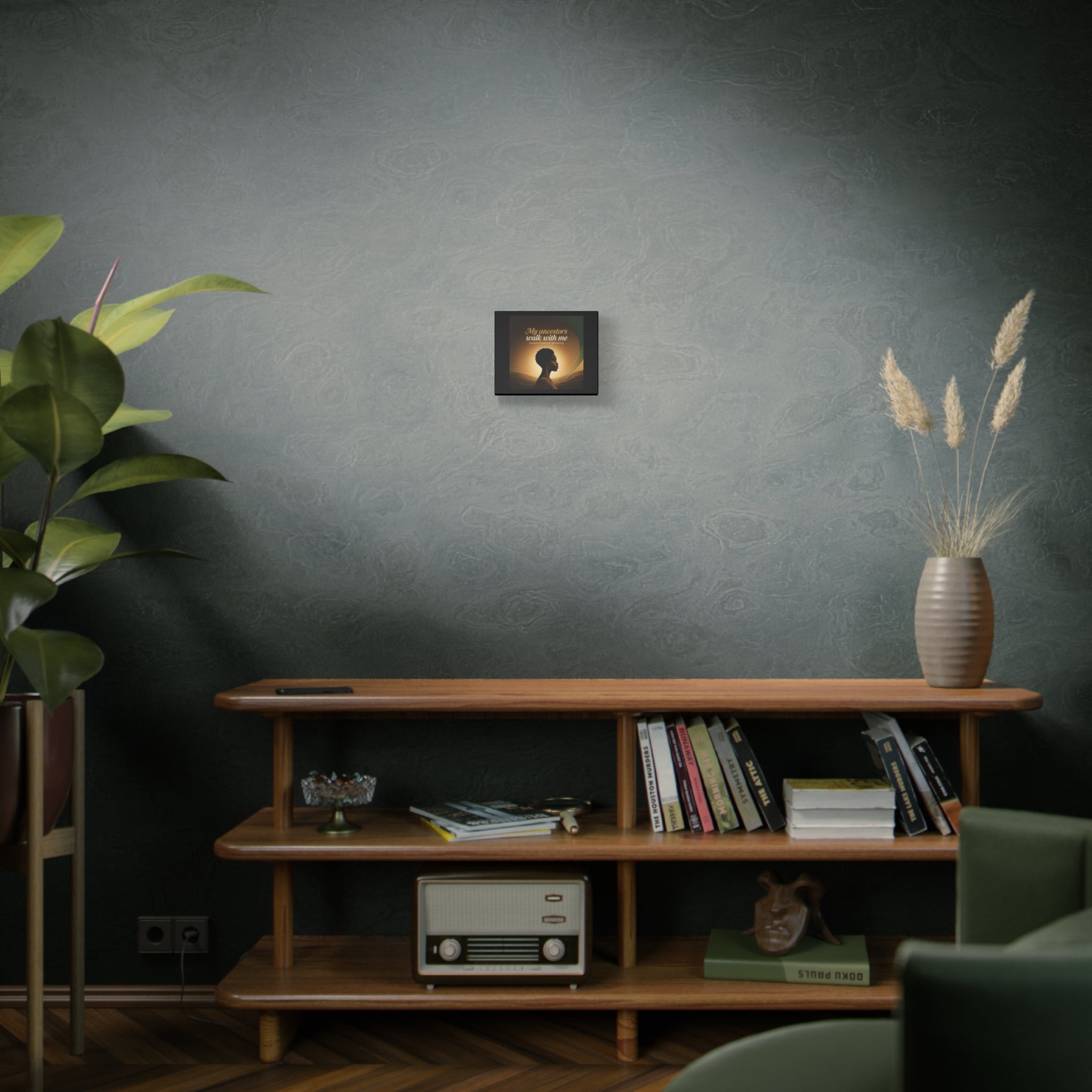 Inspirational Afrocentric portrait on matte canvas wall art titled "My Ancestors Walk With Me" by Printify, showcasing vibrant cultural imagery.