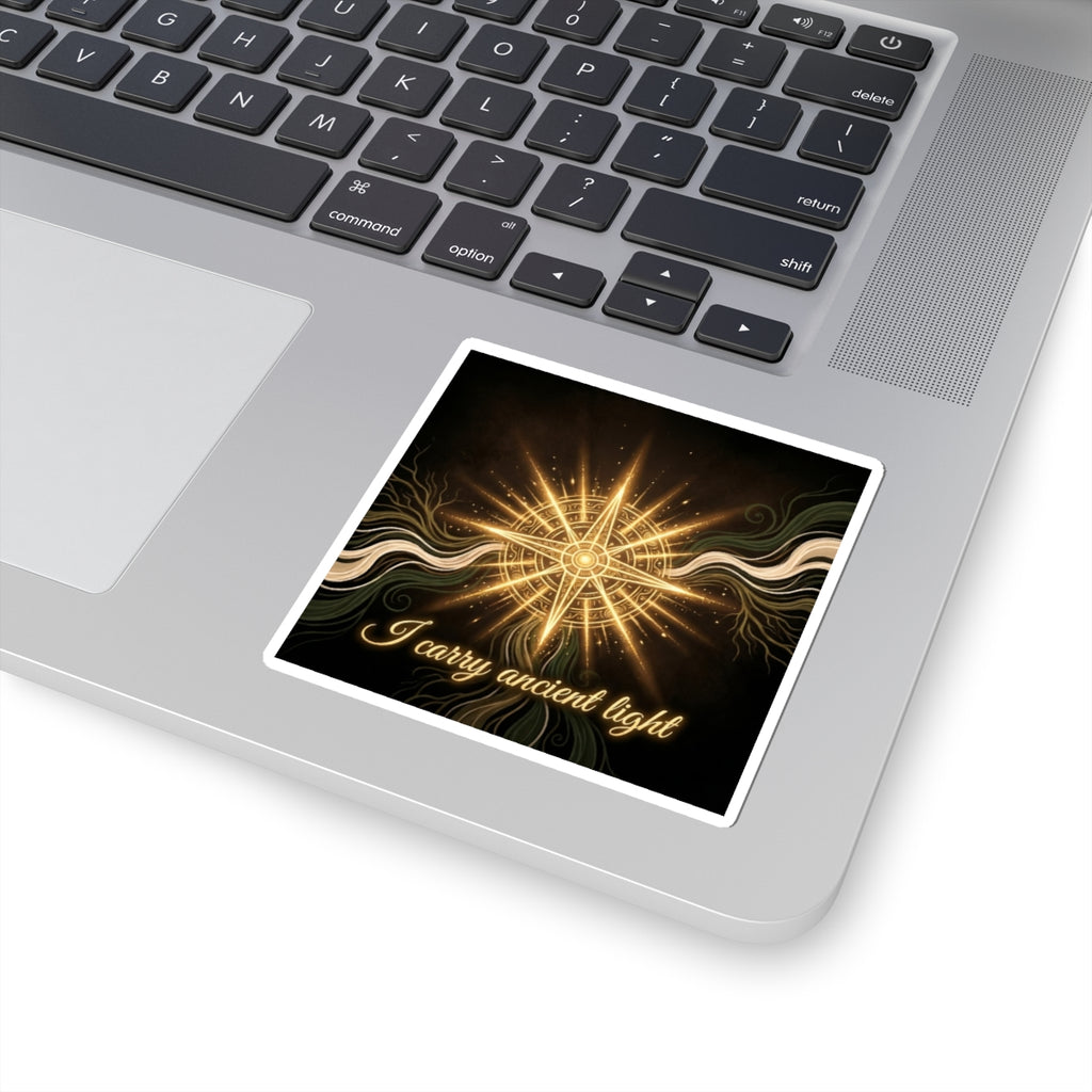I Carry Ancient Light Sticker — Golden Compass Mystic Kiss-Cut Sticker - Ancestors In My Ear 