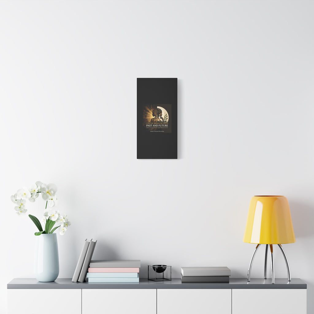 Canvas wall art titled "I Am the Bridge Between Past and Future" by Printify, showcasing a vibrant abstract design.