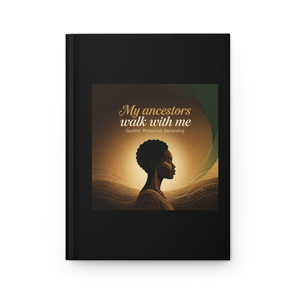 Hardcover inspirational journal titled "My Ancestors Walk With Me," with guided prompts for reflection and personal growth.