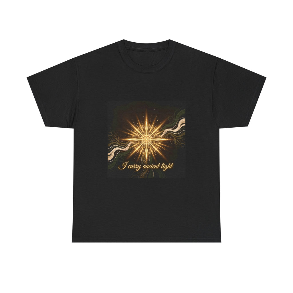 Starburst Graphic Tee — "I Carry Ancient Light" Spiritual Cosmic T-Shirt - Ancestors In My Ear 