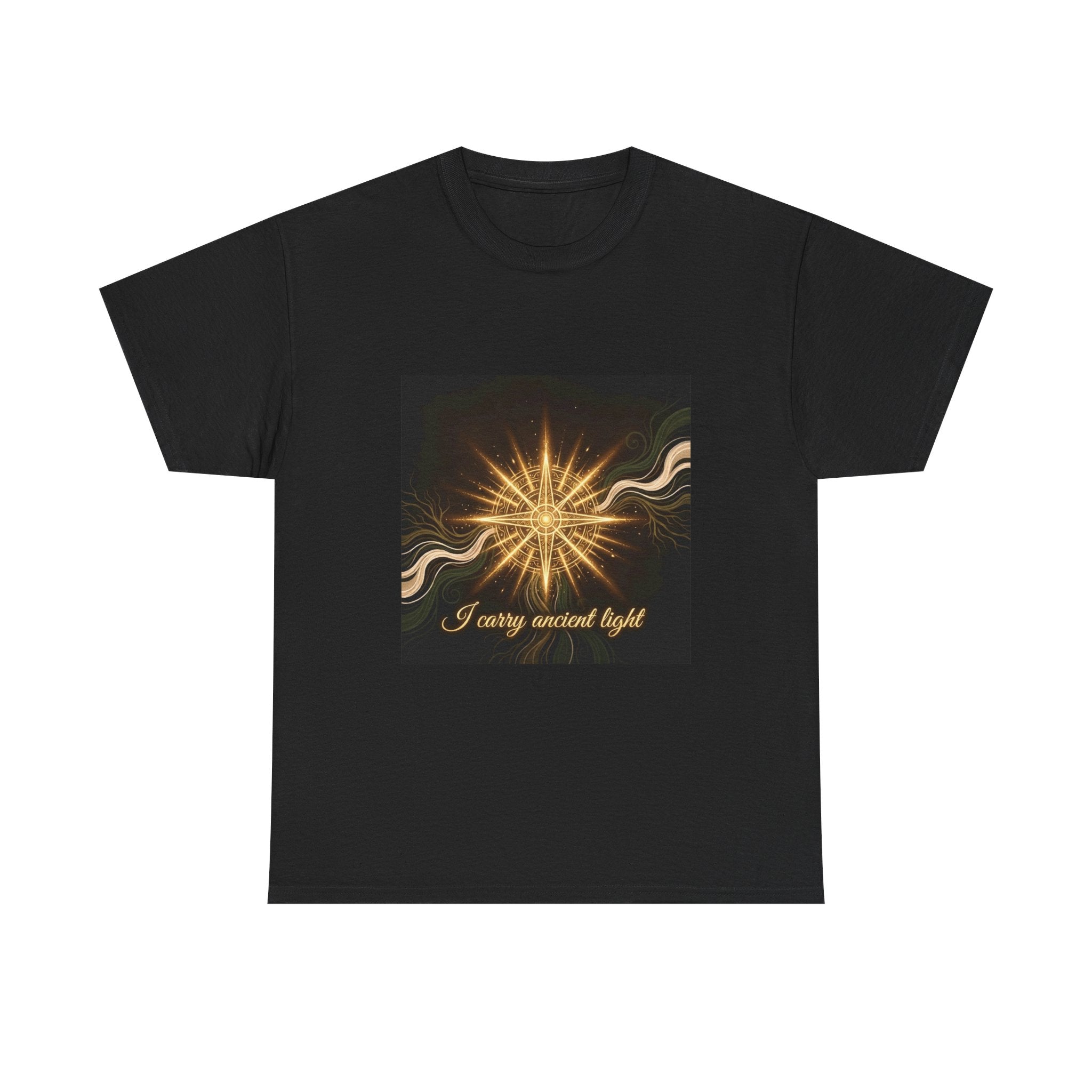 Starburst Graphic Tee — "I Carry Ancient Light" Spiritual Cosmic T-Shirt - Ancestors In My Ear 