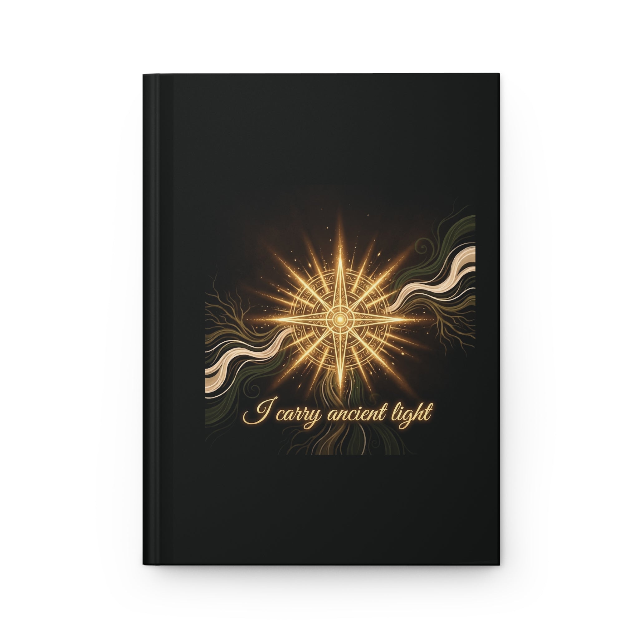 Hardcover Journal - "I Carry Ancient Light" Gold Compass Design (Matte) - Ancestors In My Ear 