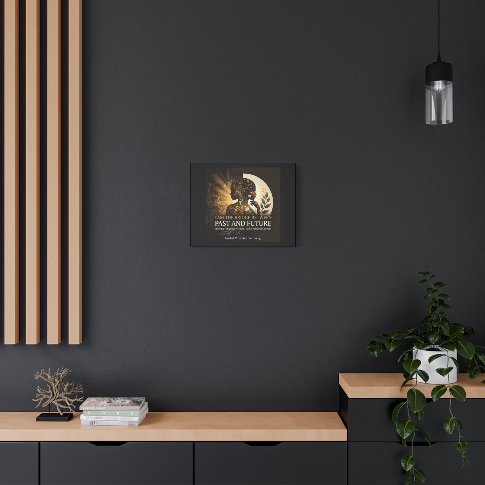 Canvas wall art titled "I Am the Bridge Between Past and Future" by Printify, featuring a vibrant abstract design.