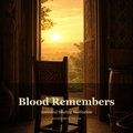 Blood Remembers — ancestral bloodline healing meditation cover: a carved wooden chair facing an open doorway onto a golden sunrise