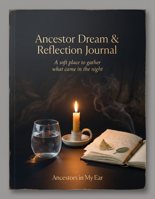 Ancestor Dream & Reflection Journal printable PDF by Ancestors In My Ear, featuring a spiritual journal with mystical and reflective design elements.
